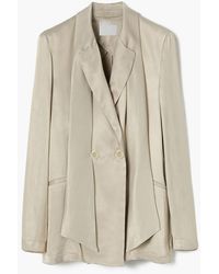 A Line Double-breasted Satin Blazer - Natural