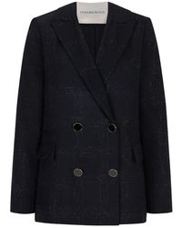 Fassbender Boxy Double Breasted Wool Blazer - Multicolour