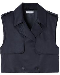 A Line Evening Blue Cropped Trench Vest - Natural
