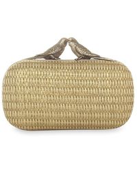 Sarahs Bag Cotton The Adored Gold Menotte Wood Clutch in Metallic Womens Bags Clutches and evening bags 