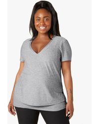 Beyond Yoga Featherweight Cozy Cover Maternity Nursing Tee - Multicolor