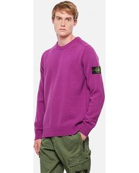 Stone Island Crewneck Lambswool Sweater - Purple