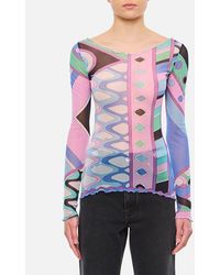 Emilio Pucci - T-shirt In Tulle Manica Lunga - Lyst