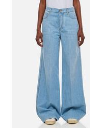 Bottega Veneta - Pantaloni In Denim Leggeri A Gamba Larga - Lyst