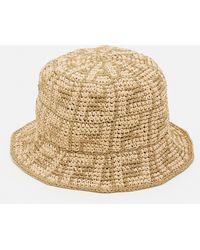 Fendi Raffia Ff Bucket Hat in Natural | Lyst