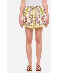 Tory Burch - Shorts Camp In Lino Stampato - Lyst