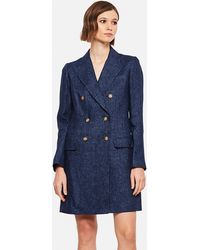 Polo Ralph Lauren Denim Blue Linen Blend Double Breasted Coat