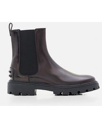 Tod's - Stivali Chelsea In Vernice - Lyst