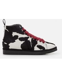 Pànchic P01 Pony Cow Printed Ankle Boots - Black