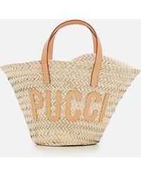 Emilio Pucci Palm Straw Mini Bucket Bag - Pink