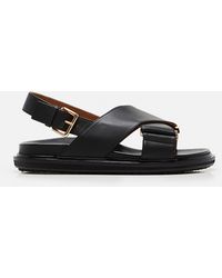Marni Fussbett Smooth Leather Sandals - Black