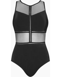 Jets by Jessika Allen High Neck Mesh One Piece Swimsuit - Black