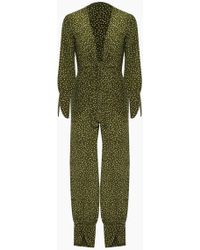 Adriana Degreas Silk Crepe De Chine Jumpsuit - Mille Punti Green Dot Print
