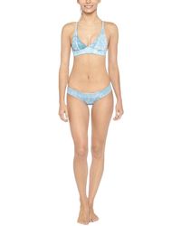 Les Coquines Valentin Reversible Banded Triangle Bikini Top - Blue