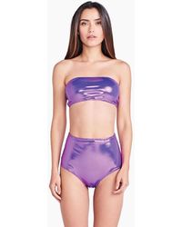 Triya Leila Metallic Bandeau Bikini Top - Purple