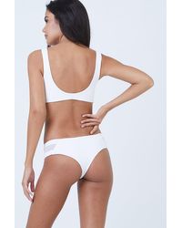Aila Blue Ellis Mesh Mid Rise Bikini Bottom - White