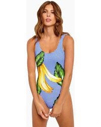 Onia Kelly Scoop Back One Piece Swimsuit - Bananas - Blue