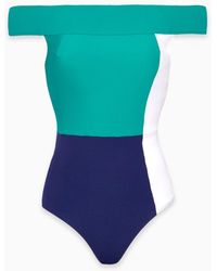 Flagpole Swim The Gia Colour Block Off Shoulder One Piece Swimsuit - Blue