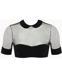 AMAIO SWIM Bella Collared Mesh Bikini Top - Black