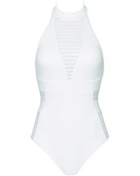 Jets by Jessika Allen Mesh High Neck One Piece Swimsuit - White