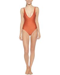 Les Coquines Nia Deep V Open Back One Piece Swimsuit - Orange