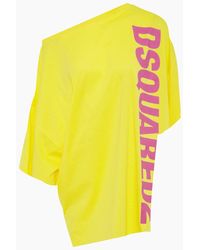 DSquared² Side Logo Asymmetric Short Kaftan - Yellow