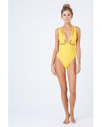 OYE Swimwear Ela Plunge Cut Out High Cut One Piece Swimsuit - Yellow