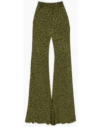 Adriana Degreas Mille Punti Silk Crepe De Chine Pants - Green