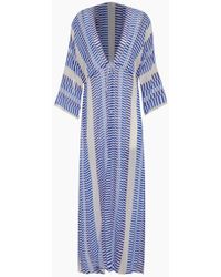 Evarae Gela Open Kimono - Blue Broken Stripe Print