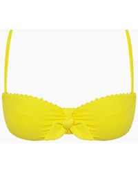 Heidi Klein Ibiza Pom Pom Balcony Bow Bikini Top - Yellow