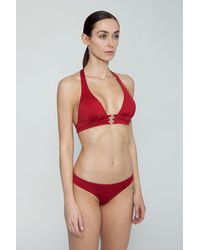 Evarae Selene Rectangle Plunge Bikini Top - Red