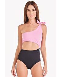 Triya Maui Color Block One Shoulder Cut Out One Piece Swimsuit - Pink