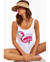 Onia Kelly Scoop Back One Piece Swimsuit - Flamingo - White