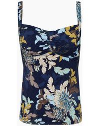 Jets by Jessika Allen Dd_e Banded Tankini Bikini Top - Ink Floral Print - Blue