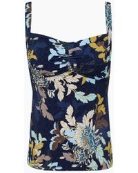 Jets by Jessika Allen Dd_e Banded Tankini Bikini Top - Ink Floral Print - Blue