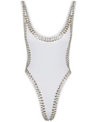 Norma Kamali Stud Marissa Side Boob High Cut One Piece Swimsuit - White