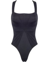AMAIO SWIM Avril Mesh Pleating One Piece Swimsuit - Black