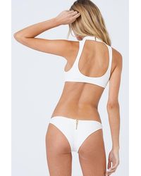 Beach Bunny Zoey Cheeky Back Zipper Bikini Bottom - White