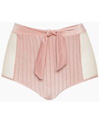 Adriana Degreas Hot Colour Block High Waist Belted Bikini Bottom - Light Pink/mesh