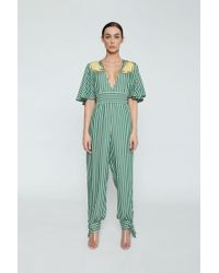Adriana Degreas Striped Jumpsuit - Green Stripe Print