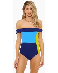 Flagpole Swim The Gia Colour Block Off Shoulder One Piece Swimsuit - Blue