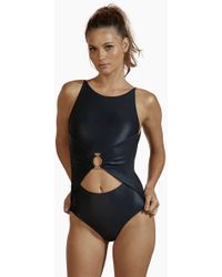 Agua de Coco Roteiro Centre Cut Out One Piece Swimsuit - Metallic Black