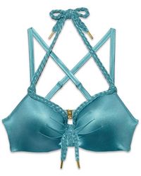 Marlies Dekkers Holi Glamour Wired Padded Big Bust Bikini Top - Aqua Blue
