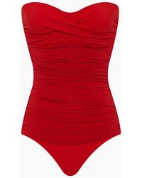 Heidi Klein Body Ruched Bandeau One Piece Swimsuit - Red