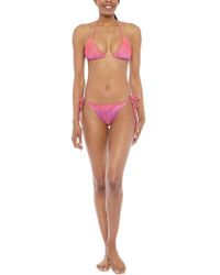 Luli Fama Braided Triangle Bikini Top - Sunset Angel Print - Pink