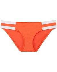 Seafolly Block Party Spliced Bi-color Side Stripe Bikini Bottom - Nectarine/white - Multicolour