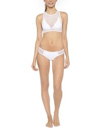 Les Coquines Giselle Mesh High Neck Racerback Bikini Top - White