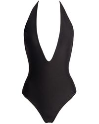 Mikoh Swimwear Hinano Plunging Deep V One Piece Swimsuit - Night Black
