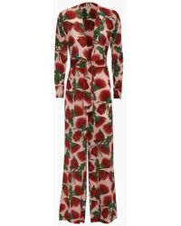 Adriana Degreas Silk Crepe De Chine Knot Detail Jumpsuit - Fiore Rose Print - Multicolor