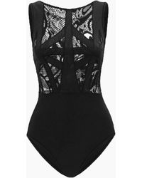OYE Swimwear Elsa Lace High Neck Sleeveless One Piece Swimsuit - Black